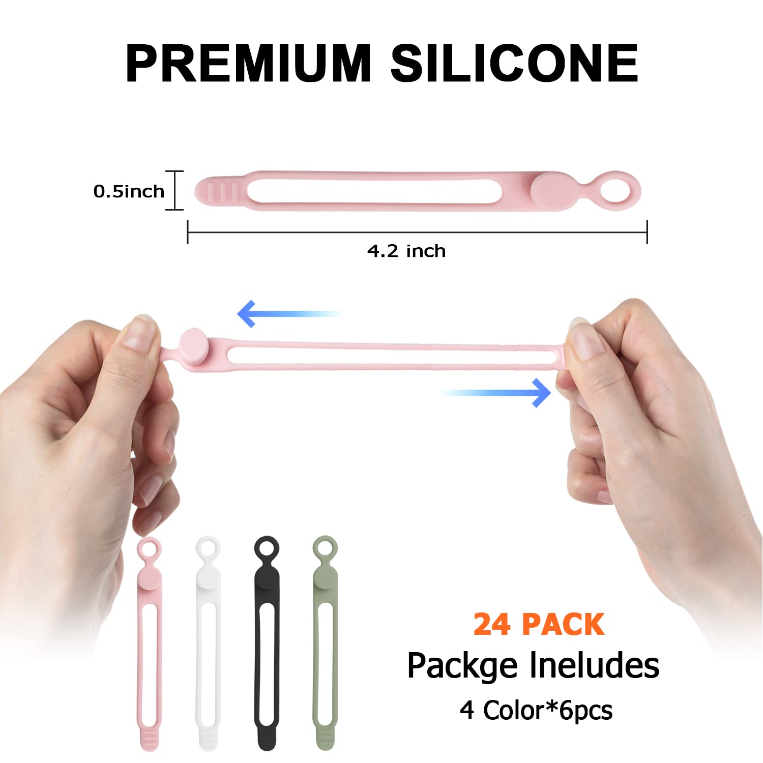 Xyvarnexis 24Pcs Silicone Cable Straps Cord Organizer