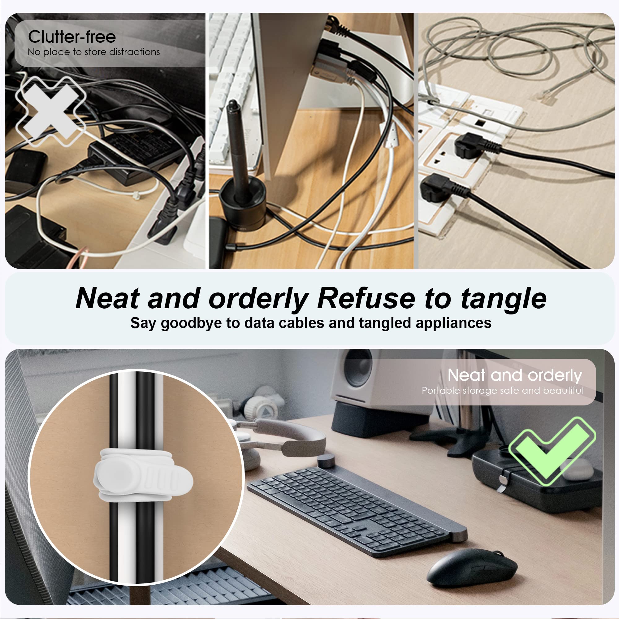 Xyvarnexis 24Pcs Silicone Cable Straps Cord Organizer